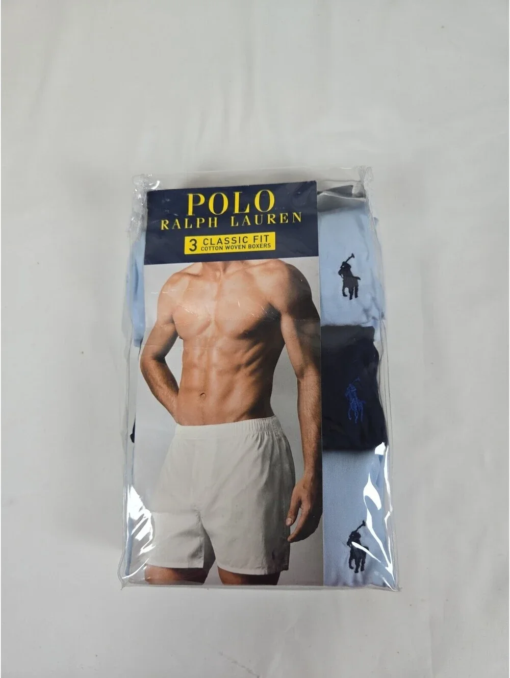 NIP Polo Ralph Lauren 3 Pack Classic Fit Woven Boxers Blue Underwear Men's Large